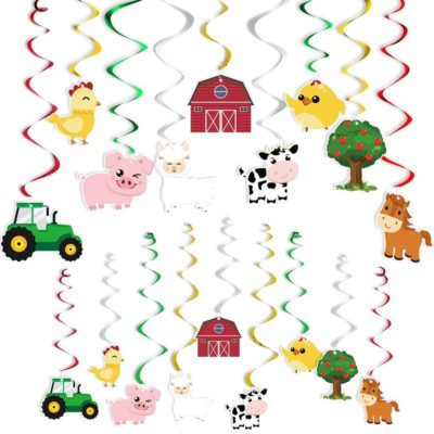 Farm Animals Hanging Party Decorations - Barnyard Theme Party Supplies Hanging S