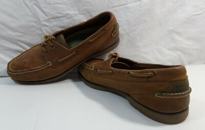 SPERRY TOP SIDER MEN BROWN LEATHER-WHITE STITCHING BOAT  display picture 2
