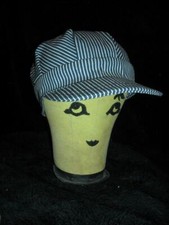 VTG 50S NEW MENS 7 1/4 RR RAILROAD HICKORY STRIPE SANFORIZED UTILITY HAT CAP