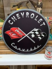 Chevrolet Corvette Embossed Metal Sign 12 Inch New Condition Great Sign