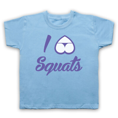 DAMEN GYM WEAR FITNESS I LOVE KNIEBEUGEN TRAINING TRAINING KINDER KINDER T-SHIRT