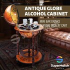 Mini Bar Cabinet Antique Globe Bar Drinks Serving Trolley Cart Alcohol Storage