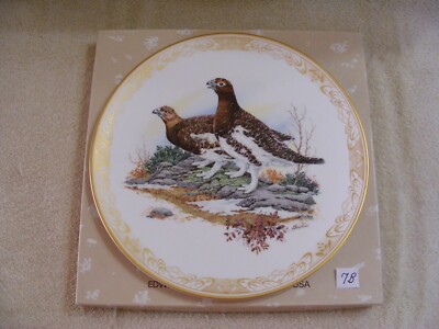 7B) EDWARD MARSHALL BOEHM COLLECTOR PLATE WILLOW PARTRIDGE GAMEBIRDS