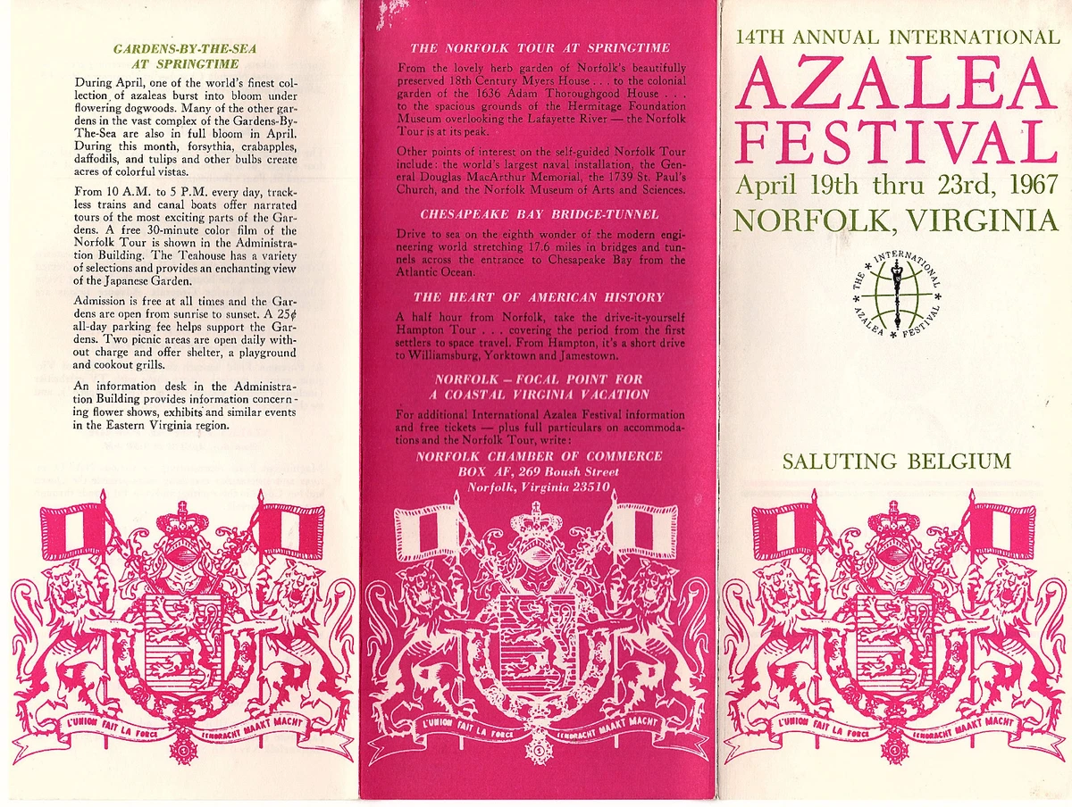 Azalea Festival Norfolk Virginia 1967 Brochure Saluting Belgium Events  Calendar | eBay