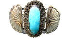 STERLING SILVER W TURQUOISE BRACELET HALLMARKED VINTAGE HAND MADE STAMPED ZIA — photo 1