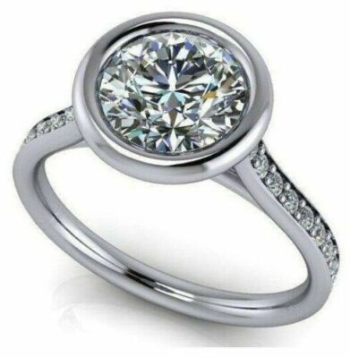 2Ct Lab Created Round Diamond Solitaire Engagement Ring 14K White Gold Plated