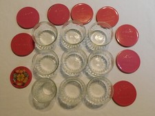 VTG KERR RIBBED STAR JELLY JARS PINK LIDS 4 OZ. 1 FLOWER POWER BALL QUILT LOT 9