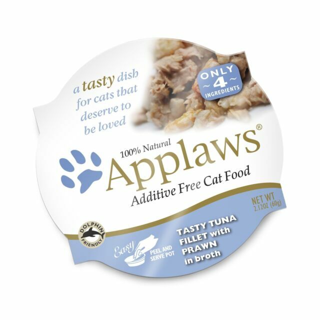 Applaws Additive Cat Food Tasty Tuna Fillet With Prawn in Broth 18 X 2