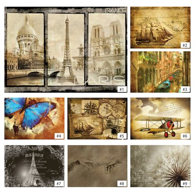 Fototapete VINTAGE Tapete Vlies Retro Altes Papier PARIS Wohnzimmer Eiffel Oll