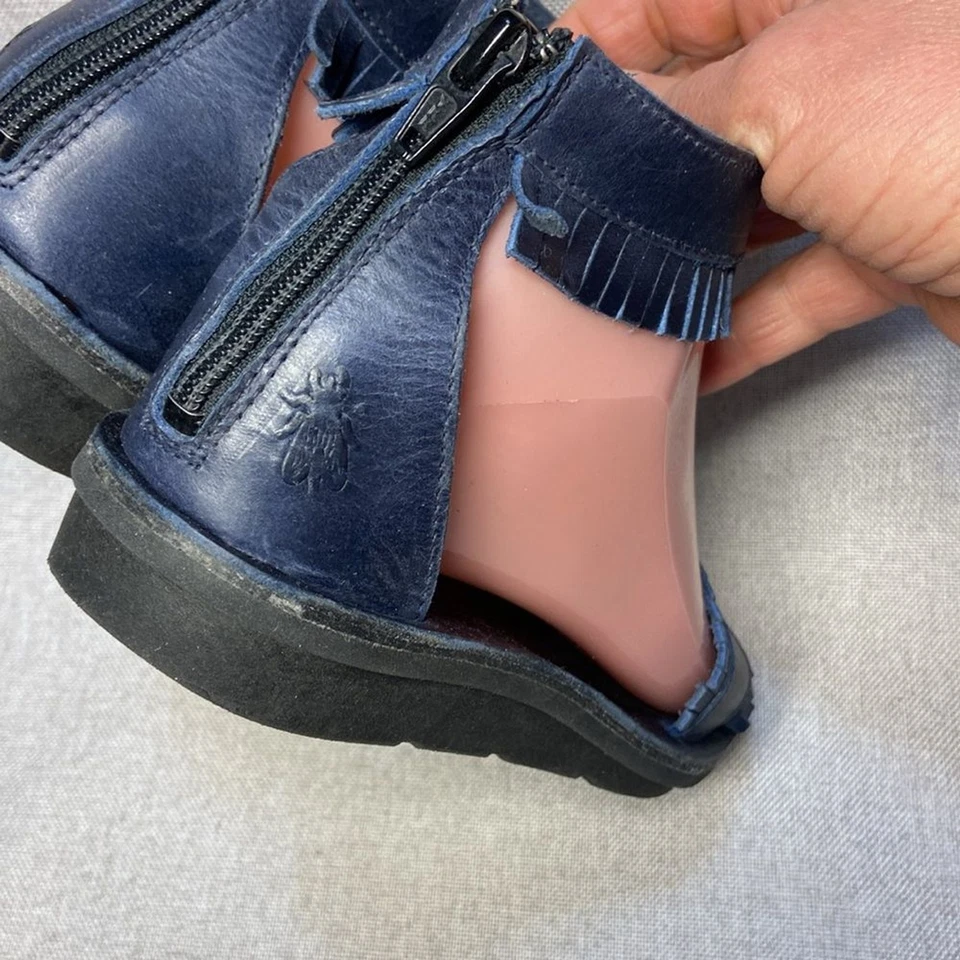 Sandalias boho Fly London para mujer de cuero con flecos y correa en el tobillo talla 35 US-5 Foto 4 de 4