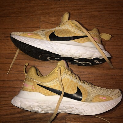 Nike DZ3016-700 React Infinity Run Flyknit Wheat Gold Sneaker Shoes Women's 7.5