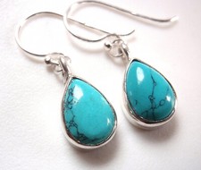 Simulated Turquois 925 Sterling Silver Earrings c97g     you will get exact pair