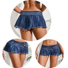 Women Skorts Bar Skirt Carnivals Miniskirt Side Buttons Casual Hip Hop Costume