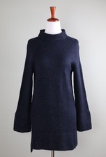 ANN TAYLOR NWT 84 Sparkle Navy Soft Knit Wool Blend Sweater Tunic Top Size XS