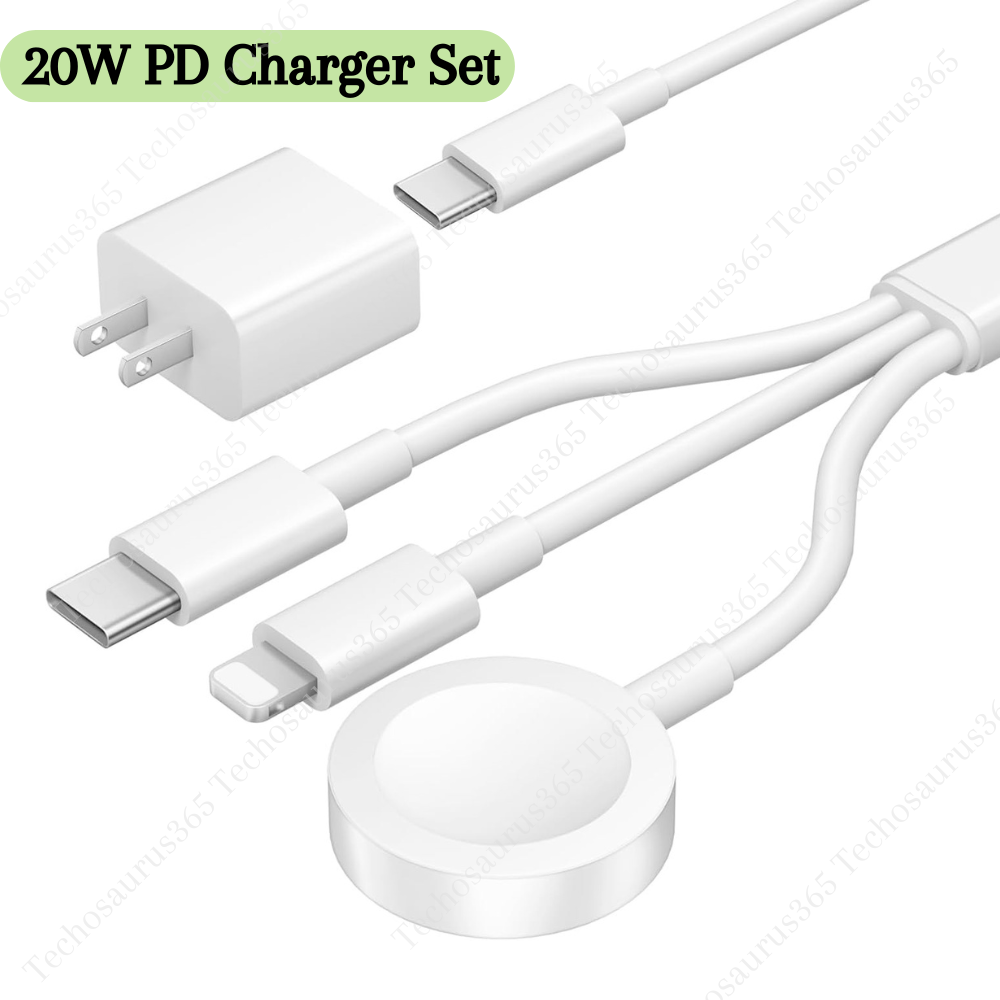 3 in 1 Upgraded 20W USB-C Charger for iWatch iPhone 8~16 For Apple Watch Charger