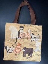 Borsa vintage freelance 1978 gatto giallo tote bag vicolo, città, magra, grassa, fienile