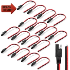 Bates- SAE Connector, 12 Inch, 16 Pack, 14 AWG, 2 Pin Single Plug Connector