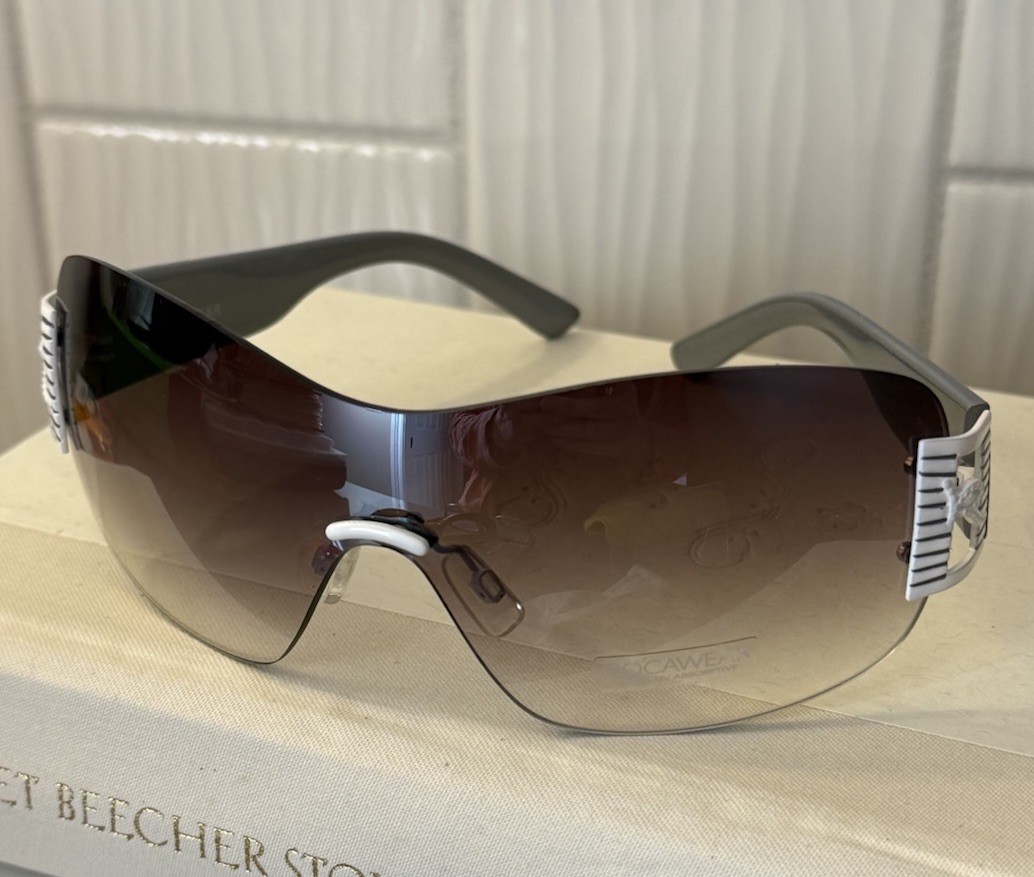Rocawear Unisex Sunglasses R387 WH frameless shield Y2K Shield Wrap Style  GUC