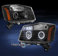 HALO LED PROJECTOR HEADLIGHT BLACK FOR 04-14 TITAN/04-07 ARMADA PICKUP 11 12 13