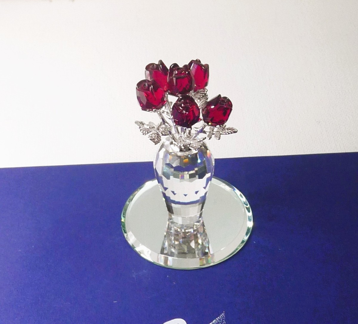 薔薇　額 Swarovski Crystal Memories Red Roses In Vase / Rhodium 627098 w