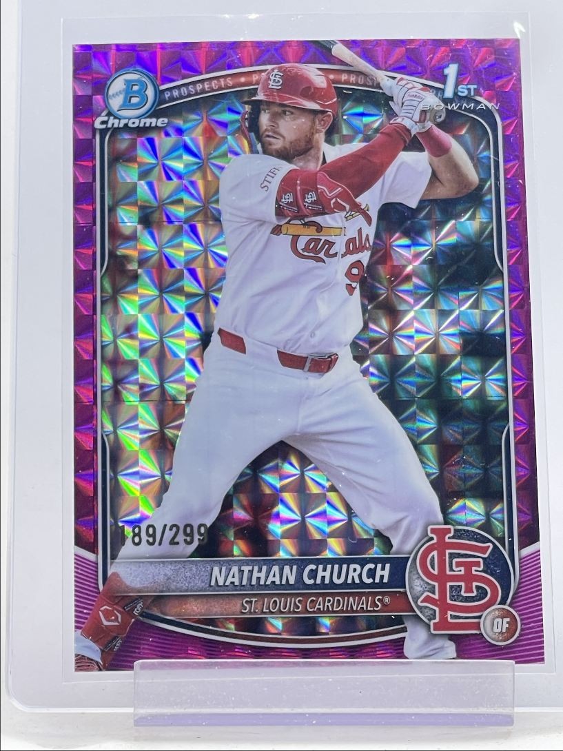 NATHAN CHURCH 2025 BOWMAN CHROME 1ST FUCHSIA GEOMETRIC REFRACTOR /299 Q3249