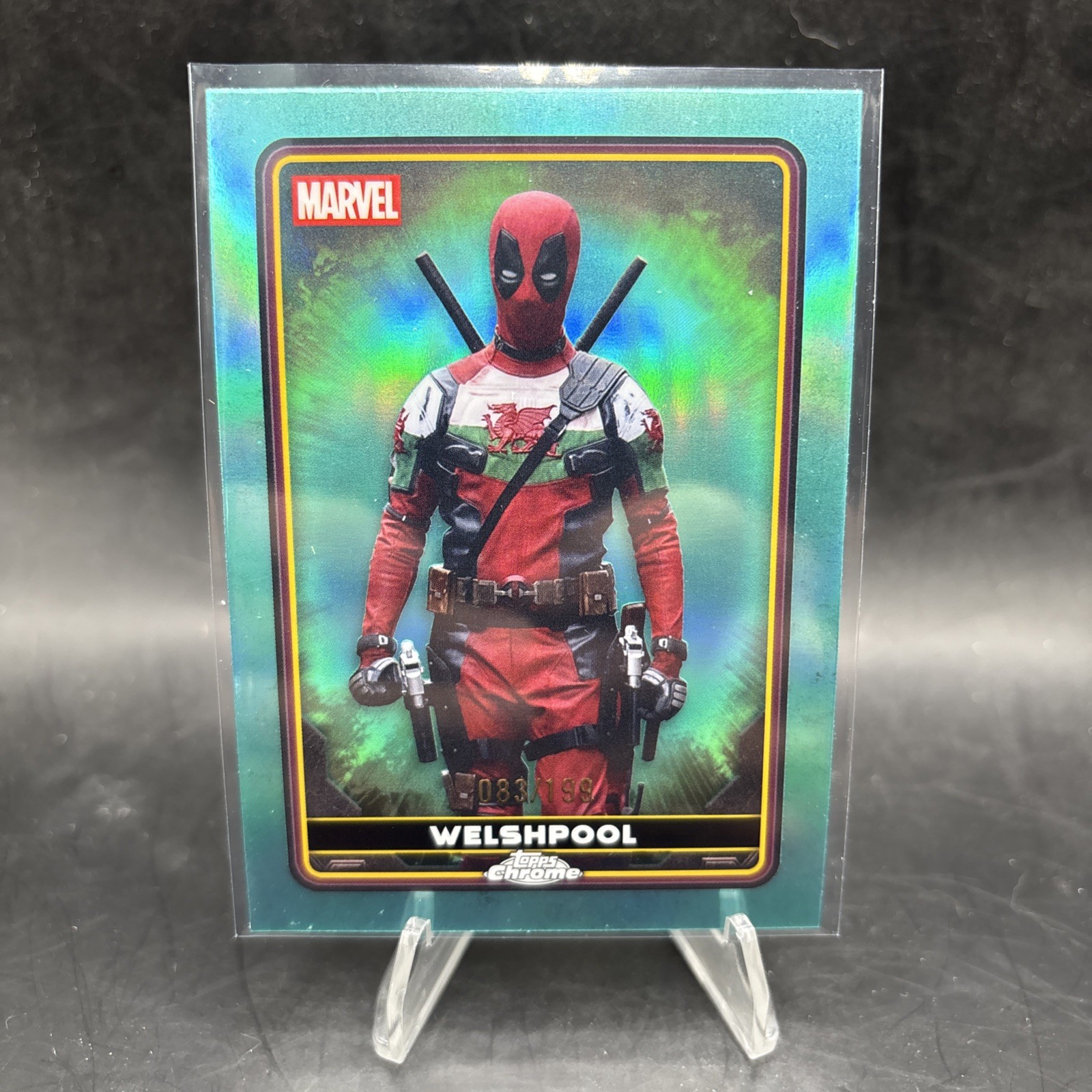 2025 Topps Chrome Deadpool Welshpool #37 Aqua Refractor /199 Paul Mullin Wrexham