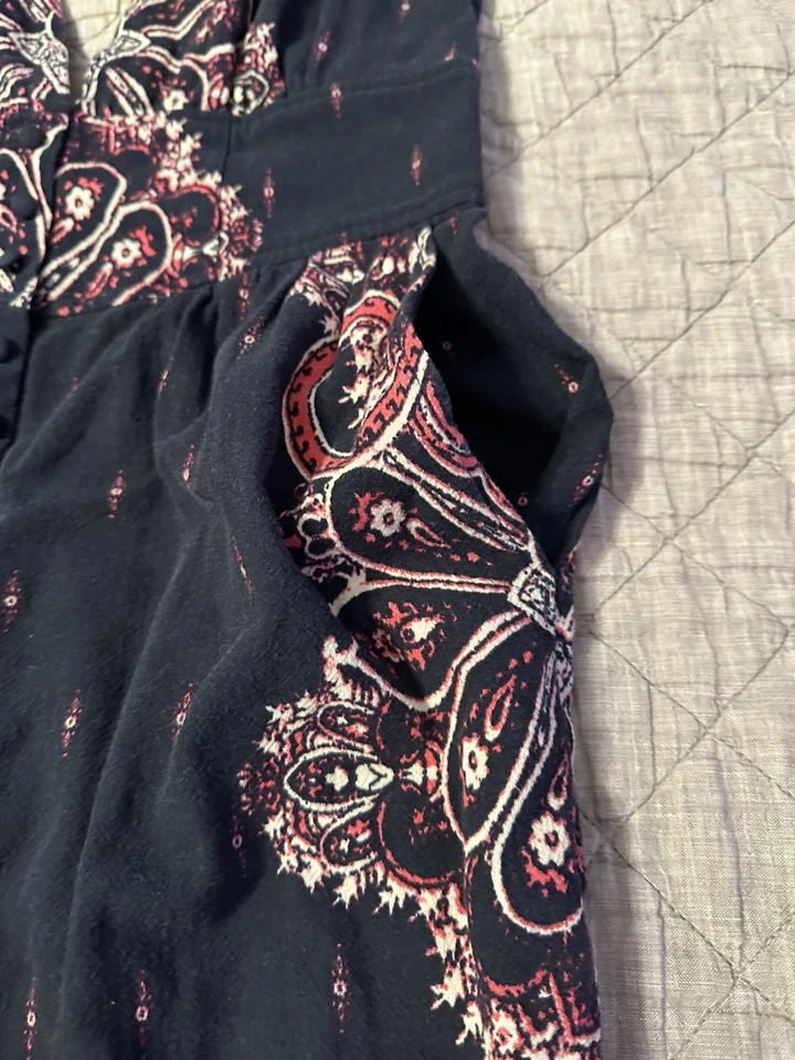 Mono Free People sin mangas Boho cachemir pierna ancha negro cuello en V talla S pequeño Foto 4 de 4