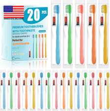 20 Pack Disposable Toothbrushes with Toothpaste, Individually Wrapped, Soft PBT