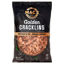 Mac's Chicharrones golden pork Cracklins, Fried Pork Fat with skin, 8 oz Bag...