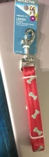 Vibrant Life 5 ft. Reflective Dog Leash, Red w/ Bones For Med. Dogs