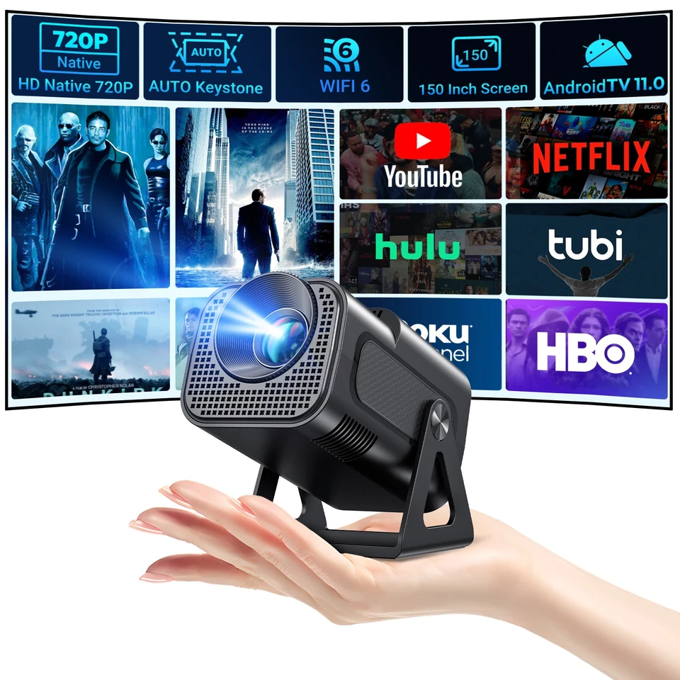 4K HD Smart Projector Android LED 5G WiFi Bluetooth HDMI USB Office Home Theater - Image 3 of 4