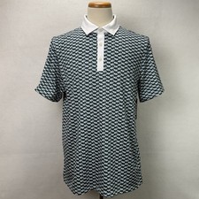 Rhone Golf Sport Polo Shirt Print Tidal Green Dark Indigo Gray White Men's Large