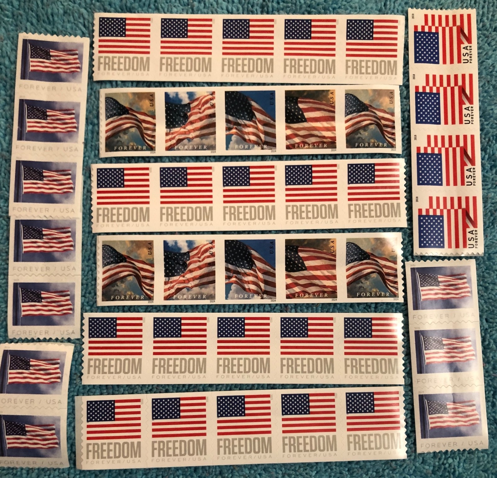 100x US Forever Stamps Postage = $78.00 Face Value Flag Coils & Free Shipping!