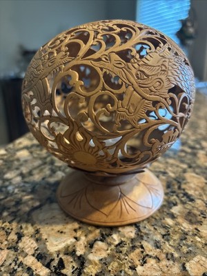 Coconut Shell Carving Lamp Dragons With Light