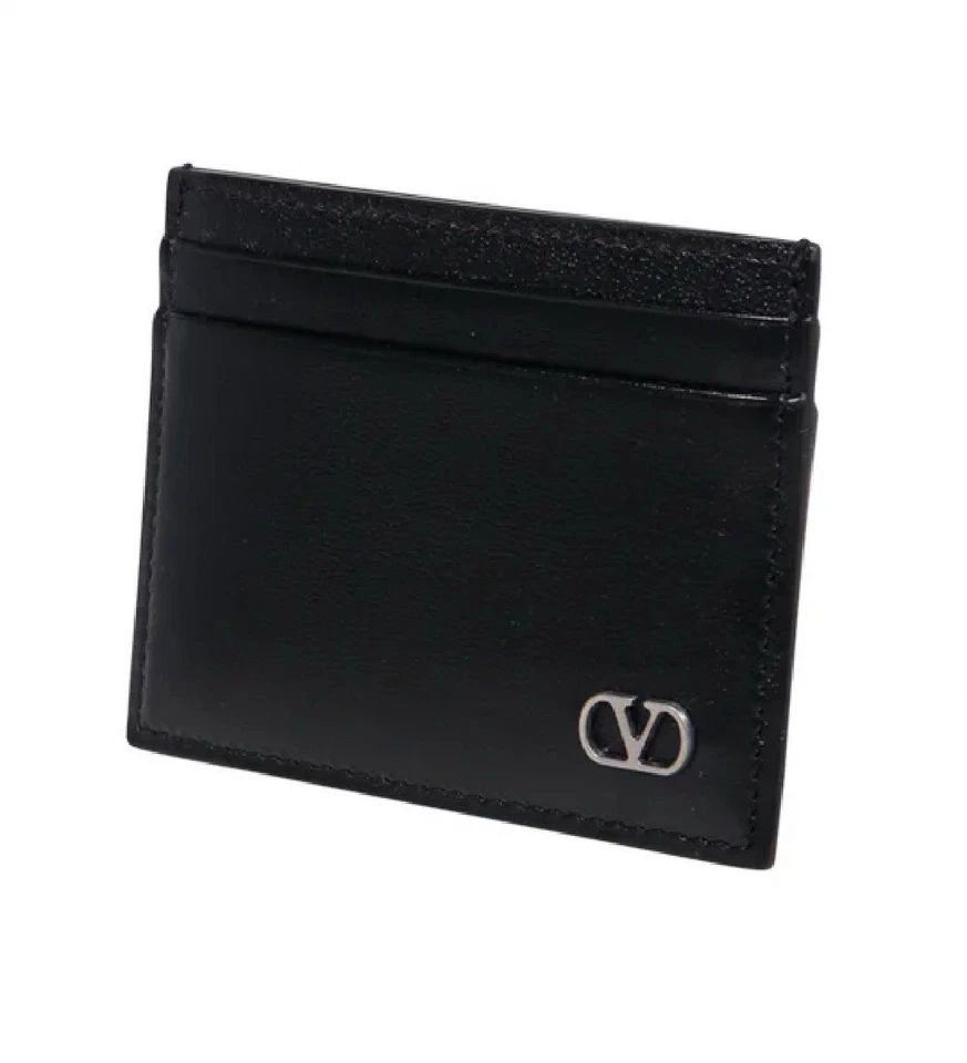 Tarjetero Placa Valentino VLogo - Cuero Negro - 100% Auténtico - Nuevo con Etiquetas Foto 2 de 4