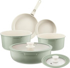 Ceramic Pots and Pans Set Non Stick Green, 8 Pcs Nonstick Cookware Set with Deta