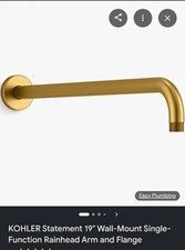 Statement 19 In. Wall-Mount Single-Function Rain Head Shower Arm and Flange in V