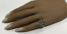 Vintage 925 Sterling Silver Filigree Scroll Ring Sz 5
