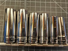 Snap On 3/8 Deep Socket Set 3/4,11/16,5/8,9/16,1/2,7/16, 12 Pt NEW!
