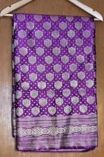 Purple silk saree | silver design Banarasi kh...