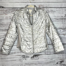 Chico s Metallic Animal Print Quilted Zip Jacket 4