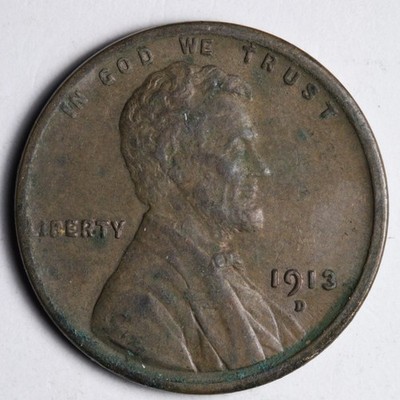 1913-D Lincoln Wheat Cent Penny AU E249 UXD