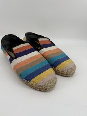 Celine Paris Multicolor Stripe Canvas Espadrille Flat Slip On Loafer EU 40 US 9