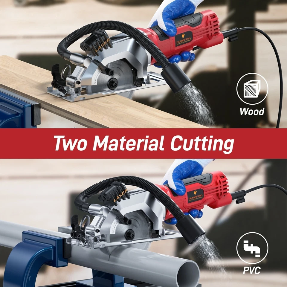 Thunder Tools Mini Circular Saw 4.8Amp 4-1/2 Inch Compact Circular Saw 3700RPM - Image 3 of 4