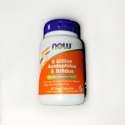 NOW Foods 8 Billion Acidophilus & Bifidus EXP 4/2027  SEALED 60 Capsules