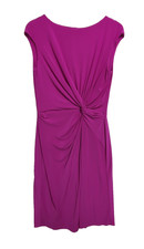 Lauren Ralph Lauren Twist Front Jersey Dress Womens 14 Pink Stretchy Business
