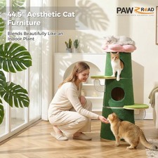 PAWZ Road 44.5" Modern Cat Tree Tower Flower Style with 3 Condos Metal Frame