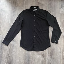 Calvin Klein Mens Long Sleeve Black/ Gray Stripe Button Down Shirt Size Medium