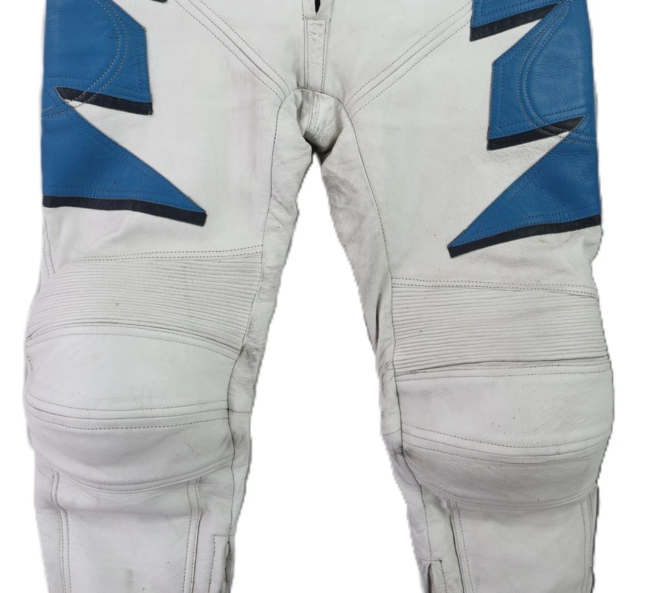 TEKNIC US Men’s Large White Leather Biker Motorcycle Suit Set Pants Jacket - Image 4 of 4