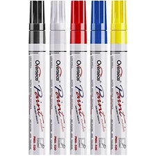 Paint Marker Pens - 5 Colors Permanent Oil Based Paint Markers, Medium Tip, 